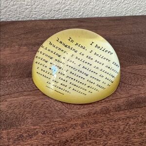 Sugarboo & Co. Glass Paperweight with Audrey Hepburn Quote “I believe in pink…”